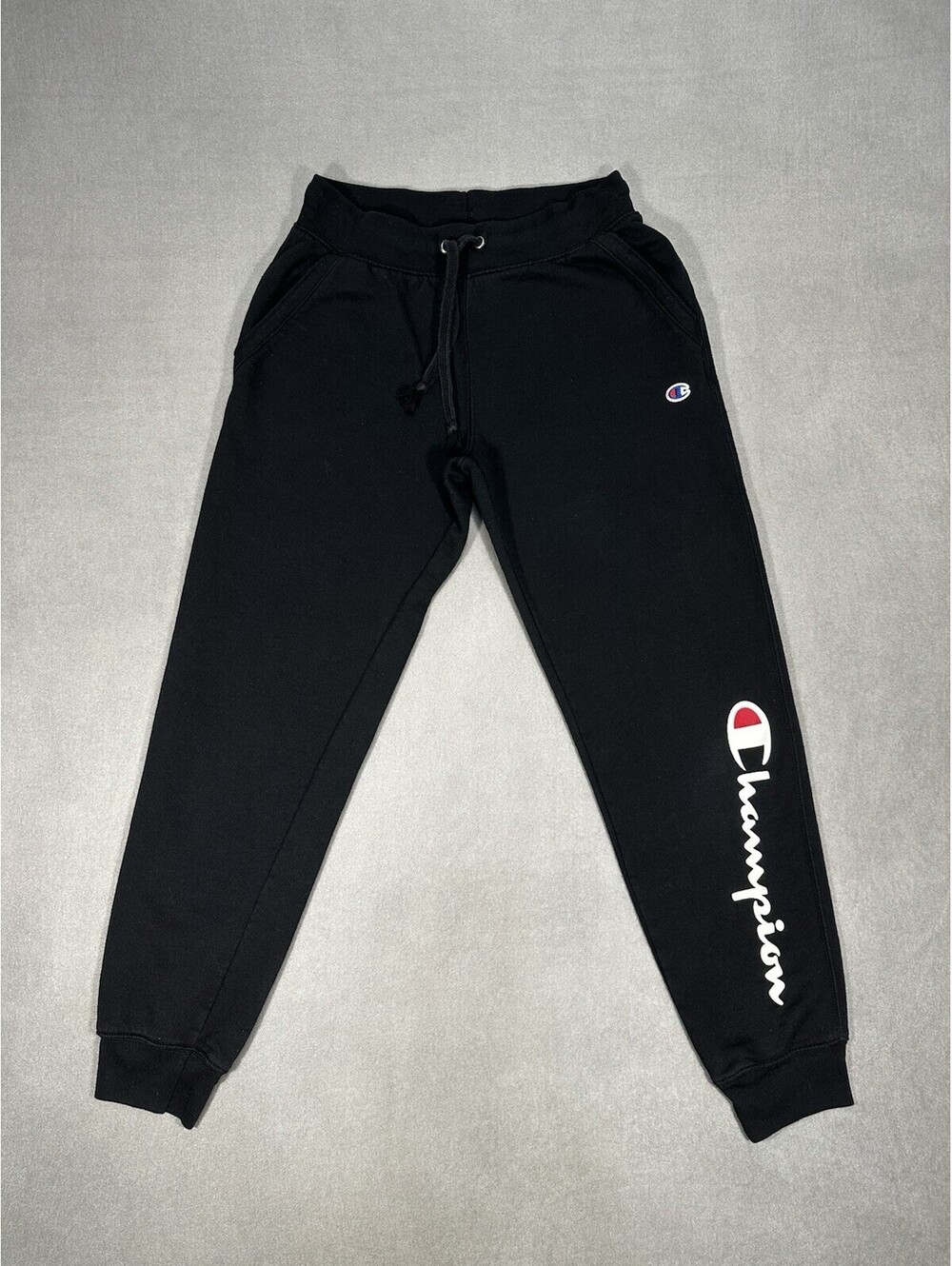Champion Men’s Athletic Black Jogger Sweatpants Size M Logo Drawstring
